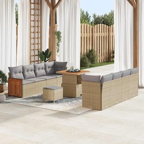 vidaXL Σετ Καναπέ Κήπου 11 pcs Μπεζ, Ανοιχτό γκρι 80 x 80 x 71 cm