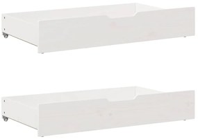 vidaXL Συρτάρια Κρεβατιού 2 τεμ Λευκό 90x55x17 εκ. Μασίφ Ξύλο Πεύκου