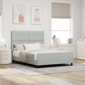 vidaXL Σκελετός Κρεβατιού Ανοιχτό γκρι 140 x 200 cm Βελούδο