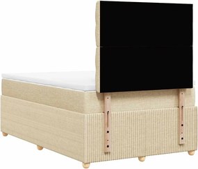 vidaXL Κρεβάτι Boxspring με Στρώμα Κρεμ 120x200 εκ. Υφασμάτινο