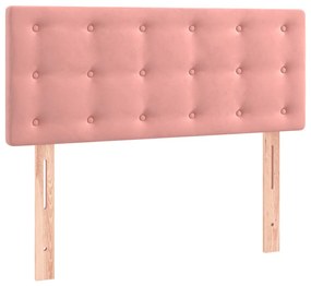 vidaXL Κρεβάτι Boxspring με Στρώμα &amp; LED Ροζ 100x200 εκ. Βελούδινο