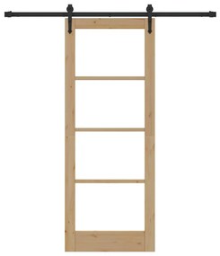 vidaXL Ολισθητή Πόρτα Καφέ 78 x 202 εκ. Ξύλο και μέταλλο
