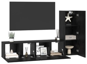 vidaXL Σετ Ράφι Τηλεόρασης 3 pcs Μαύρη Δρυς 150.5 x 30 x 90 εκ.