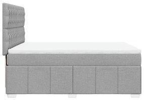 Κρεβάτι Boxspring με Στρώμα Ανοιχτό Γκρι 140x190 εκ. Υφασμάτινο - Γκρι