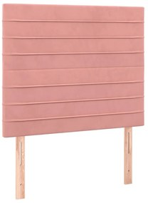 vidaXL Κρεβάτι Boxspring με Στρώμα Ροζ 80 x 200 εκ. Βελούδινο