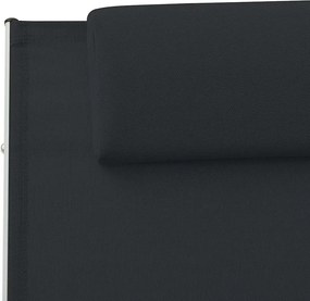 vidaXL Ξαπλώστρα με Μαξιλάρι Μαύρη από Textilene