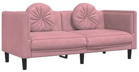 vidaXL Σαλόνι Σετ 2 Τεμαχίων Ροζ από Βελούδο με Μαξιλάρια