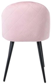 Καρέκλα Bella Μέταλλο Βαφή Μαύρο / Ύφασμα Velure Dirty Pink . Διάσταση: 50x57x81cm (Σετ 4 ΤΕΜ)