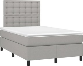 vidaXL Κρεβάτι Boxspring με Στρώμα &amp; LED Αν.Γκρι 120x200 εκ Υφασμάτινο