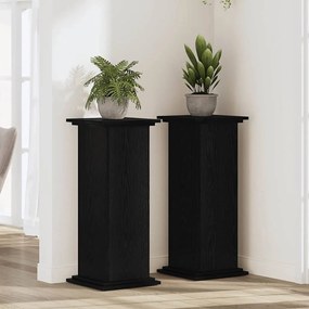 vidaXL Φυτοθήκη Μαύρο Δρυ 33 x 33 x 80 εκ - Ξύλινη Κατασκευή