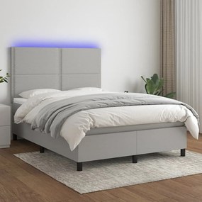 ΚΡΕΒΑΤΙ BOXSPRING ΜΕ ΣΤΡΩΜΑ &amp; LED ΑΝ.ΓΚΡΙ 140X200ΕΚ. ΥΦΑΣΜΑΤΙΝΟ 3134797