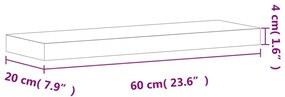 Ράφι Τοίχου 60x20x4 εκ. από Μασίφ Ξύλο Οξιάς - Καφέ