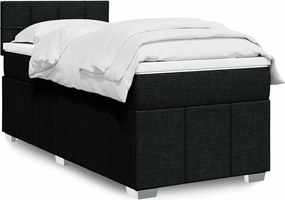 vidaXL Κρεβάτι Boxspring με Στρώμα Μαύρο 80 x 200 εκ. Υφασμάτινο
