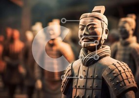 Intra Συλλεκτικό Ξύλινο Παζλ Plywood  4mm - Έκθεση αγαλμάτων πολεμιστών από τερακότα Σε Ξύλινο Κουτί - Διαστάσεις Puzzle: 10x10 cm – 25 κομμάτια