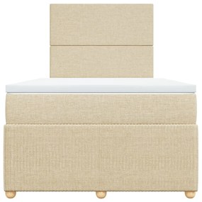 vidaXL Κρεβάτι Boxspring με Στρώμα Κρεμ 120x190 εκ. Υφασμάτινο