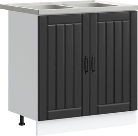 vidaXL Βάση νιπτήρα με αποθήκευση Lucca 2 pcs Μαύρο Επεξεργασμένο ξύλο
