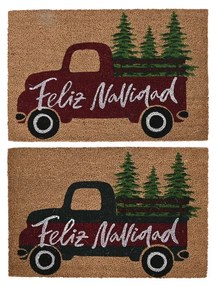 Πατάκι DKD Home Decor Λευκό Καφέ Κόκκινο Πράσινο PVC ΙΊνες καρύδας 60 x 40 x 1,5 cm (x2)