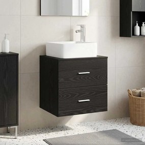 vidaXL Επιτοίχια Λεκάνη Έπιπλο Μαύρη Δρυς 53 x 35 x 80 cm