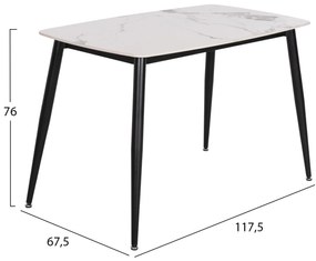Σετ τραπεζαρίας LATRELL C21192 5τμχ Τραπέζι Κεραμικό TOP &amp; Καρέκλες Βελούδο Γκρί 120x70x73 εκ.
