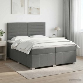 vidaXL Κρεβάτι box spring με στρώμα Σκούρο Γκρι 200 x 200 cm Ύφασμα