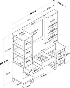 Τουαλέτα Μακιγιάζ Λευκό BUOCROS 145x40x141.8