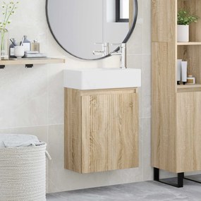 vidaXL Μονάδα μπάνιου με βρύση Sonoma Δρυς 45,5 x 22,5 x 84 εκ