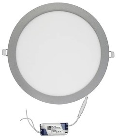 Adeleq Led Φωτιστικό Ψευδοροφής Αλουμινίου Στρογγυλό 24W 6300K 120ο Ασημί D300 21-025160