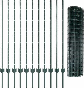 vidaXL Περίφραξη Euro με Στήλη 25 x 1,2 μ PVC-Επικαλυμμένο Ατσάλι