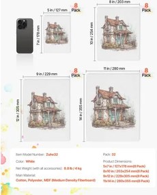 VEVOR Canvas Boards for Painting 32 Pack Multi-Size Blank Canvases for Painting