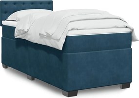 vidaXL Κρεβάτι Boxspring με Στρώμα Μπλε 100x200 εκ. Βελούδινο