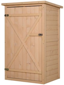 Outsunny Αποθήκη εργαλείων με ράφια, ανθεκτική στις καιρικές συνθήκες, 75 x 56 x 115cm, Φυσικό ξύλο