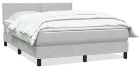 vidaXL Κρεβάτι Boxspring με Στρώμα Ανοιχτό Γκρι 140x220 εκ. Βελούδινο