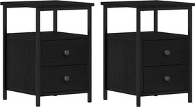 vidaXL Κομοδίνα 2 τεμ. Μαύρη Δρυς 34x35,5x50 εκ. από Τεχνητό Ξύλο