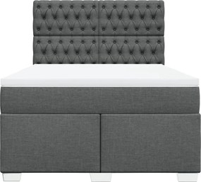vidaXL Κρεβάτι Boxspring με Στρώμα Σκούρο Γκρι 140x200 εκ Υφασμάτινο