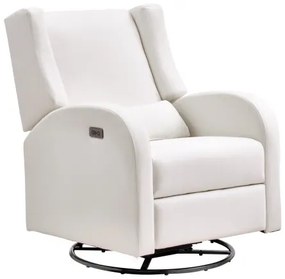 VEVOR Electronic Power Recliner and Swivel Glider, 250 lbs Weight Capacity Swivel Glider Recliner Chair with Adjustable Angle, Polyester Surface Recliner Rocker for Living Room, Bedroom, Off White