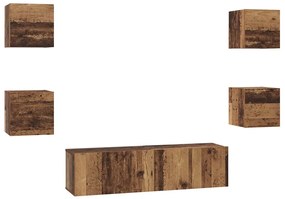 vidaXL Σετ επίπλου τηλεόρασης Επιτοίχιο 6 pcs Παλαιό ξύλο