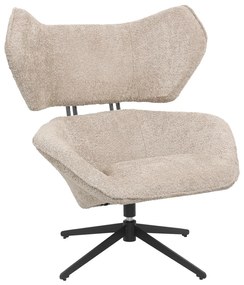 ARMCHAIR SWIVEL BRYLL  BEIGE BOUCLE-BLACK METAL BASE 86x90x97Hcm.