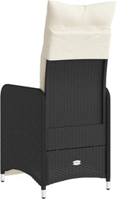 vidaXL Πολυθρόνες Κήπου Ανακλ/νες 2 τεμ. Μαύρες Συνθ. Ρατάν+Μαξιλάρια