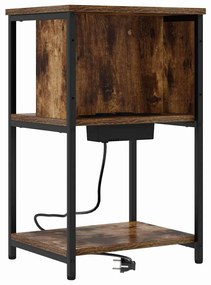vidaXL Κομοδίνο Καπνιστή δρυς 38 x 31 x 61 εκ Επεξεργασμένο ξύλο
