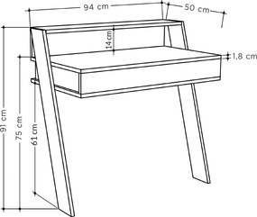 Γραφείο Ανθρακί CRAPEFE 94x50x91