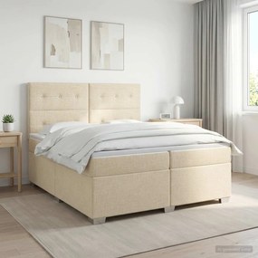 vidaXL Κρεβάτι box spring με στρώμα Κρεμ 200 x 200 cm Ύφασμα