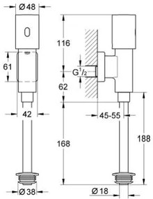 Φλουσόμετρο ουρητηρίου με μπαταρία Grohe