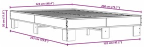 vidaXL Πλαίσιο Κρεβατιού Καφέ Δρυς 120x200 εκ. Επεξ. Ξύλο &amp; Μέταλλο