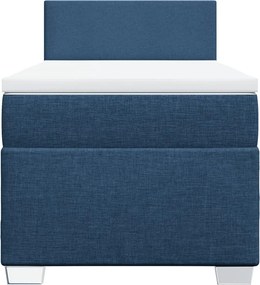 vidaXL Κρεβάτι Boxspring με Στρώμα Μπλε 100 x 200 εκ. Υφασμάτινο