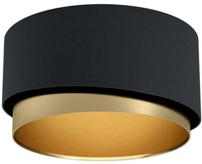 Φωτιστικό Οροφής - Πλαφονιέρα Manderline 39924 Φ45x22cm 1xE27 40W Black-Brass Eglo Steel,Fabric