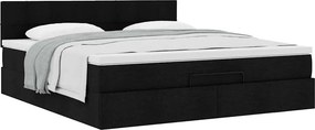 vidaXL Οθωμανικό κρεβάτι με στρώμα Μαύρο 180x200cm Ύφασμα