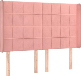 vidaXL Κρεβάτι Boxspring με Στρώμα &amp; LED Ροζ 140x190 εκ. Βελούδινο