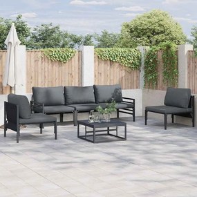 vidaXL Σετ Καναπέ Κήπου με μαξιλάρι 5 pcs Μαύρο Ατσάλι