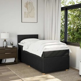 vidaXL Κρεβάτι Boxspring με Στρώμα Μαύρο 90x190 εκ.Υφασμάτινο