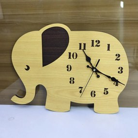 Intra απο ξύλο plywood 3mm-4mm πάχος - Ρολόι τοίχου Elephant Διακόσμηση Παιδικού Δωματίου Δίασταση 30x30 cm Intraeaxys-ro6y5lq7